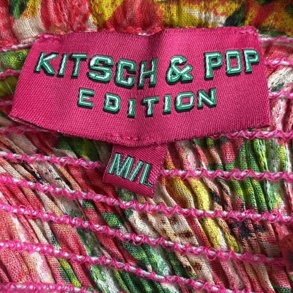 Kitsch & Pop Paris Edition Strapless Colorful Tropical Floral Maxi Dress L - Picture 9 of 13